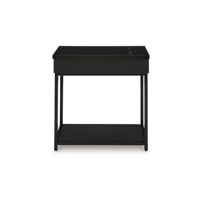 Black Metal and Glass Rectangular Accent Table with USB Charging