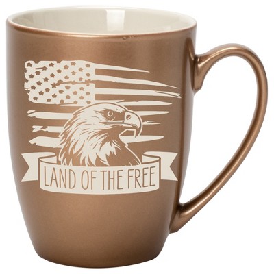 100 North United States of America 10 Ounce Bronze Metallic Finish, Comfortably Fits Your Hands, New Bone China Coffee Tea Cup Mug, Land Of The Free