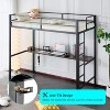 Karl Home White Twin Metal Loft Bed Frame with Wood Color Desk and LED Lights, Charging Station - 3 of 4