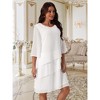 INSPIRE CHIC Women's Round Neck Semi Sheer 3/4 Bell Sleeve Asymmetrical Layered Tiered Midi Dress - 2 of 4