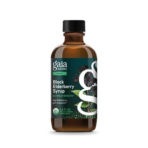 Gaia Herbs Black Elderberry Syrup - Immune Support Supplement - USDA Certified Organic Formula - 5.4 Fl Oz - 1 of 4