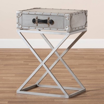 William Silver Metal 1-Drawer Industrial Nightstand