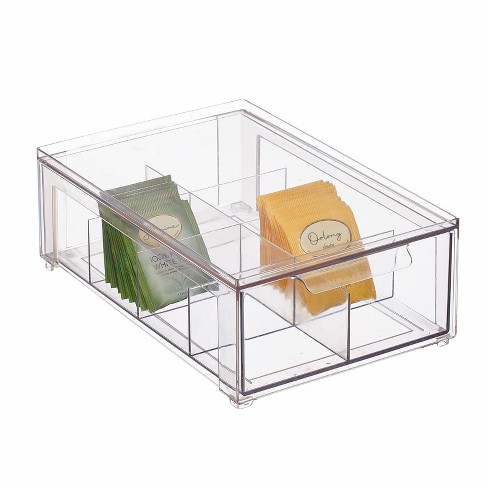 Mdesign Clarity Plastic Stackable Kitchen Pantry Storage Organizer With  Drawer, Clear - 12 X 8 X 6, 4 Pack : Target