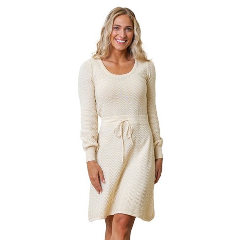 Hope & Henry Womens' Long Balloon Sleeve Scoop Neck Sweater Dress - image 1 of 4