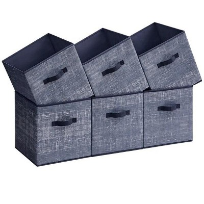 Racxily Set of 6 Foldable Storage Cubes, 11.8-Inch Non-Woven Fabric Bins with Double Handles, Closet Organizers for Shelves