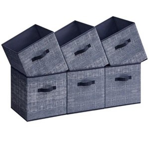 Racxily Set of 6 Foldable Storage Cubes, 11.8-Inch Non-Woven Fabric Bins with Double Handles, Closet Organizers for Shelves - 1 of 4
