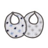 Bacati - Moroccan Tiles Blue/Gray Muslin 4 pc set of Bibs & Burp Cloths Set - 2 of 4