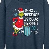 Women's - Dr. Seuss - The Grinch My Presence Is Your Present Lightweight French Terry Wide Neck Long Sleeve Shirt - 2 of 4