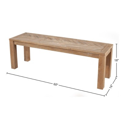 Aiden 60" Weathered Natural Pine Dining Bench