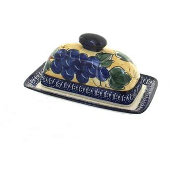 Blue Rose Polish Pottery 1377 Zaklady Butter Dish
