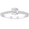 Pompeii3 1 1/2 Ct Round Cut Diamond Engagement Ring Single Row 14k White Gold - 2 of 4