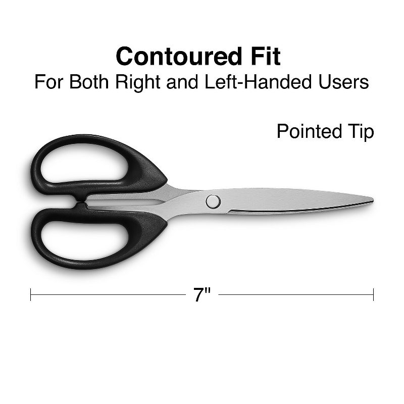 TRU RED Staples 7" Pointed Tip Stainless Steel Scissors Straight Handle Right & Left Handed, 2 of 5