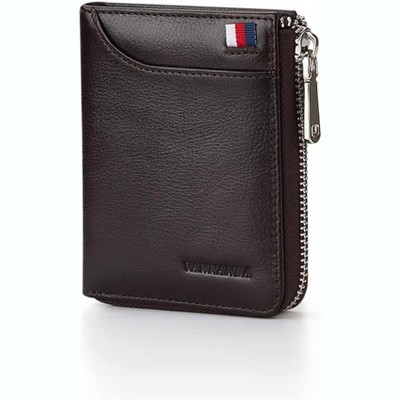 Paaaawaters Wallets for Men Genuine Leather,Slim Zipper Mens Wallet RFID Blocking with Front Pocket