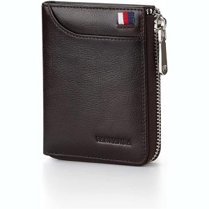 Paaaawaters Wallets for Men Genuine Leather,Slim Zipper Mens Wallet RFID Blocking with Front Pocket - 1 of 4
