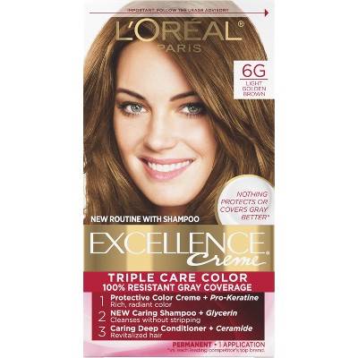 L'oreal Paris Excellence Triple Protection Permanent Hair Color  Fl Oz  - 6g Light Golden Brown - 1 Kit : Target