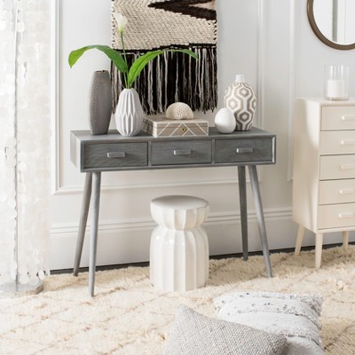 Slate Grey Pine Wood 3-Drawer Console Table