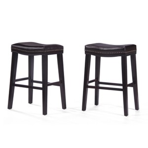 Rosalie Saddle Stool (Set of 2) - Brown Leather - Christopher Knight Home