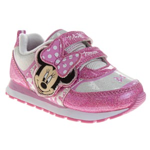 Disney Minnie Mouse Girls' Hook and Loop Light Up Sneakers. (Toddler/Little Kids) - 1 of 4