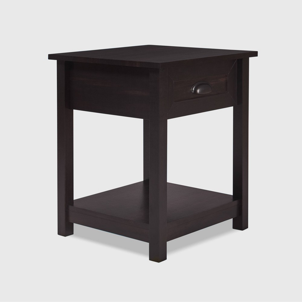 Photos - Storage Сabinet Wooden Nightstand with Drawer and Shelf Black - ClickDecor: Traditional St