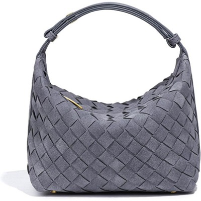 FATMOON Luxurious Suede Hobo Bag - Women's Woven Leather Shoulder Bag with Spacious Interior