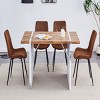 Infurnic Dining Sets Wood Veneer Dining Set with 4 Chairs Marble Style Legs Modern Minimalist Kitchen Table Collection, Brown, 55"*31.5"*29.5" - 2 of 4