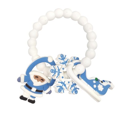 Silicone Christmas Teether Ring Toy for Baby, BPA Free Soothing Teething Relief Toy for Infant & Toddlers 0-12 Months, Perfect Christmas Gift for Baby