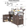 Coolbibila-53" Outdoor Kitchen Island With Raised Shelf, Solid Wood Storage Cabinet With Stainless Steel Top, Outdoor Rolling Grill Cart - 4 of 4
