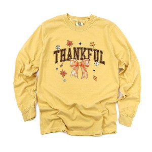 Simply Sage Market Women's Coquette Thankful Long Sleeve Garment Dyed Tee - 1 of 3