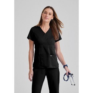 Grey's Anatomy by Barco Classic Women's Riley 3-Pocket Mock Wrap V-Neck Srub Top - 1 of 4