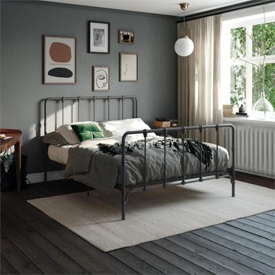 LikeHome Lida Farmhouse Full Metal Bed with Storage in Grey - DHP