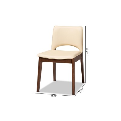 High Back Beige Faux Leather and Cane Wood Arm Chair