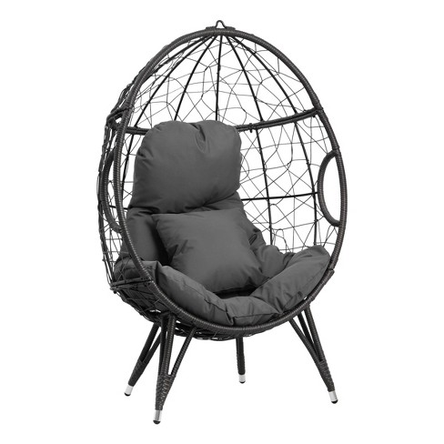 Wicker teardrop chair with cushion hot sale