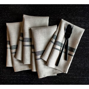 Solino Home Striped Linen Dinner Napkins | French Stripe - 1 of 4