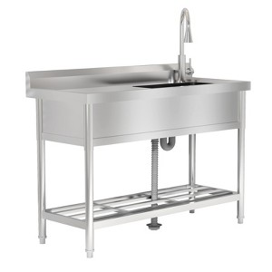 Stainless Steel Utility Sink - Freestanding Commercial Sink with Faucet & Shelf ( Silver) for Restaurant/Kitchen/Outdoor - 1 of 4
