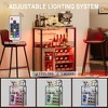 homfan Wine Bar Cabinet with Drawer and Storage Shelves, Bar Cabinet with Glass Holder, Small Sideboard and Buffet Mesh Door for Liquor and Glasses - 4 of 4