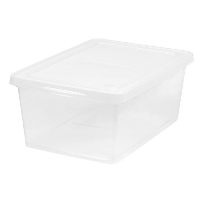 IRIS USA Plastic Storage Bin Tote Organizing Container with Latching Lid, Shoe Box, Clear