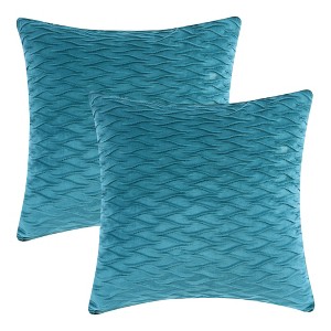 Unique Bargains Couch Bedroom Luxury Textured Soft Cozy Solid Striped Square Throw Pillow Covers Set of 2 - 1 of 4