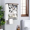 Coucheta Wall-Mounted Medicine Cabinet with Towel Bar, Sliding Door, Adjustable Shelves - Over-Toilet Storage for Bathroom and Laundry in White - 2 of 4