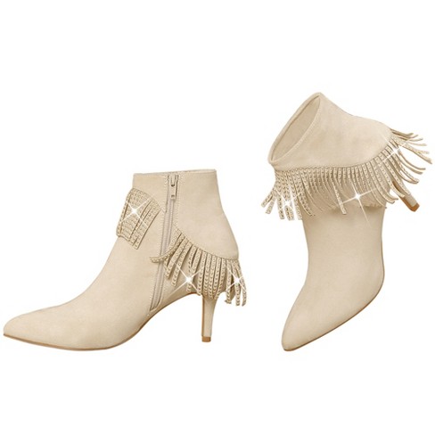 Fringe hot sale heel booties