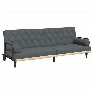 vidaXL Modern Sofa Bed with Adjustable Backrests - Highly Comfortable Dark Gray Fabric Day Bed - Durable and Breathable Material - 1 of 4