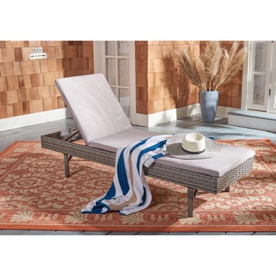 Cam Gray Wicker Outdoor Chaise Lounger with Cushions