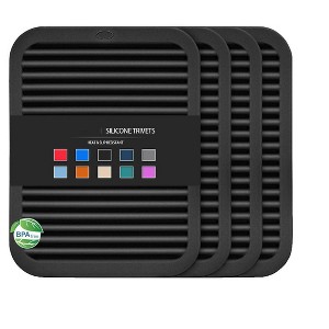 Itopfox 4 Pack Silicone Trivets for Hot Pots and Pans, Heat Resistant Kitchen Hot Pads, Non-Slip Countertop Protectors for Dishes and Cookware - 1 of 4