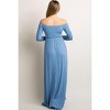 Pinkblush PinkBlush Petite Blue Solid Off Shoulder Maternity Maxi Dress - 3 of 4