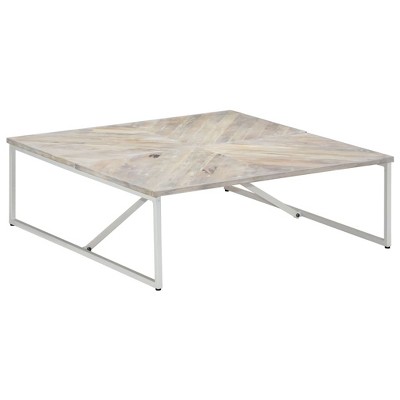 vidaXL Coffee Table White Solid Mango Wood 43.3 x 43.3 x 14.2 in Durable