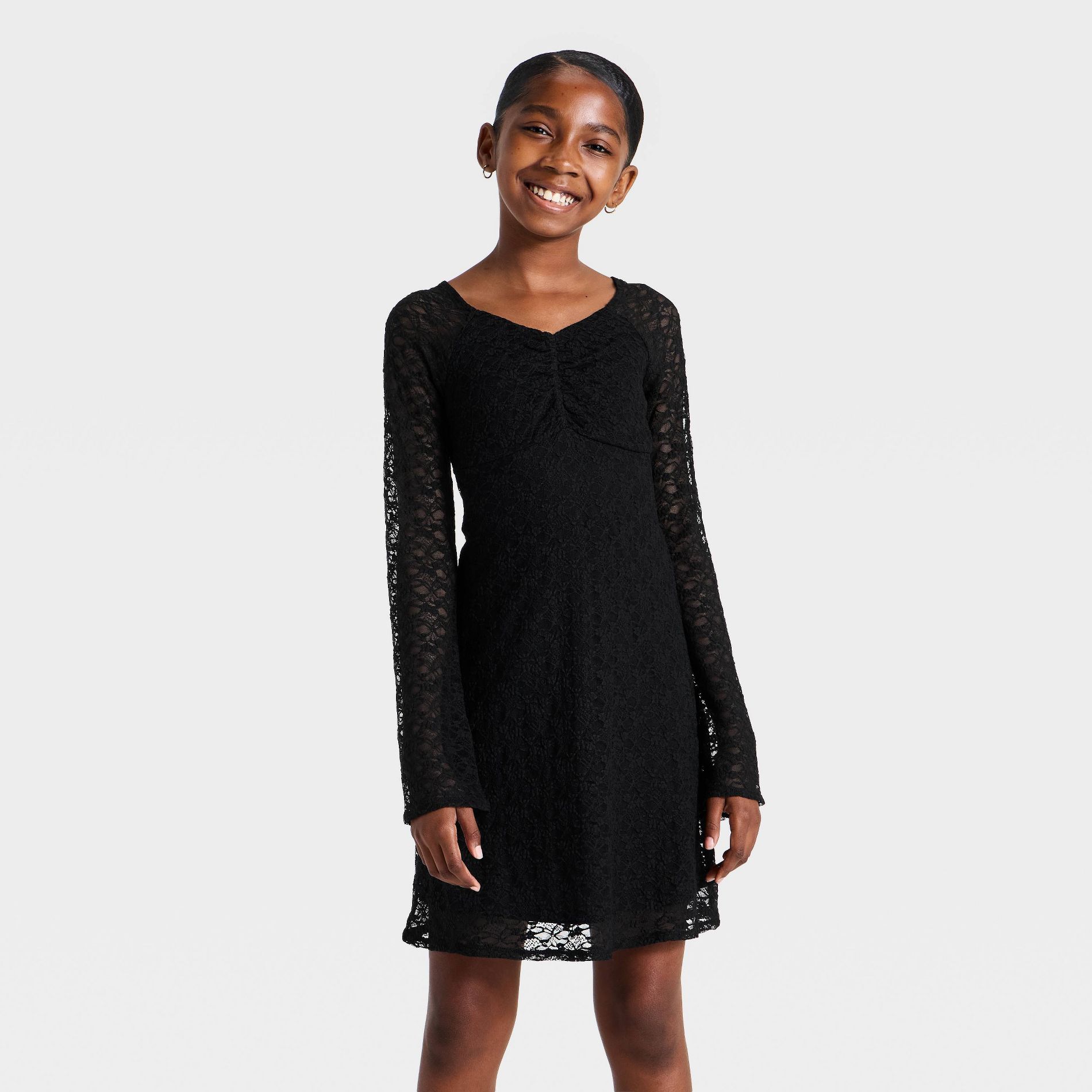 Girls' Lace Long Sleeve Dress - art class™