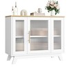 Homhougo 36" Sideboard Storage with Fluted Glass Door, Modern Buffet Storage Cabinet with 2-Tier, Accent Cabinet Natural+White - 3 of 4