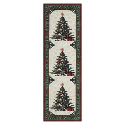 Christmas Tree Washable Area Rugs for Bedroom,Dining Room Living Room Large Area Rug Non-Slip Non Skid Xmas Low Pile Carpet Mat Indoor Office