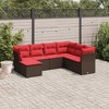 vidaXL 7 Piece Patio Sofa Set with Cushions Brown Poly Rattan - 2 of 4