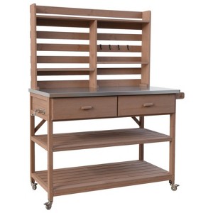 GlasFlength Decorative Storage Cabinets, Wood Frame, with Drawer, Grooved Sliding, Table with Hooks, Blue, 46.7"*20.8"*65" - 1 of 4