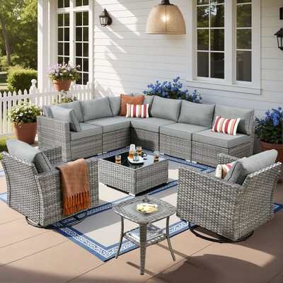 XIZZI Modular Outdoor Patio Furniture Set w/ Optional Coffee Table, Swivel Chair & Firepit - All-Weather, Waterproof & UV-Resistant